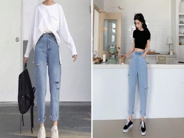 Áo trễ vai điệu đà cùng quần baggy
